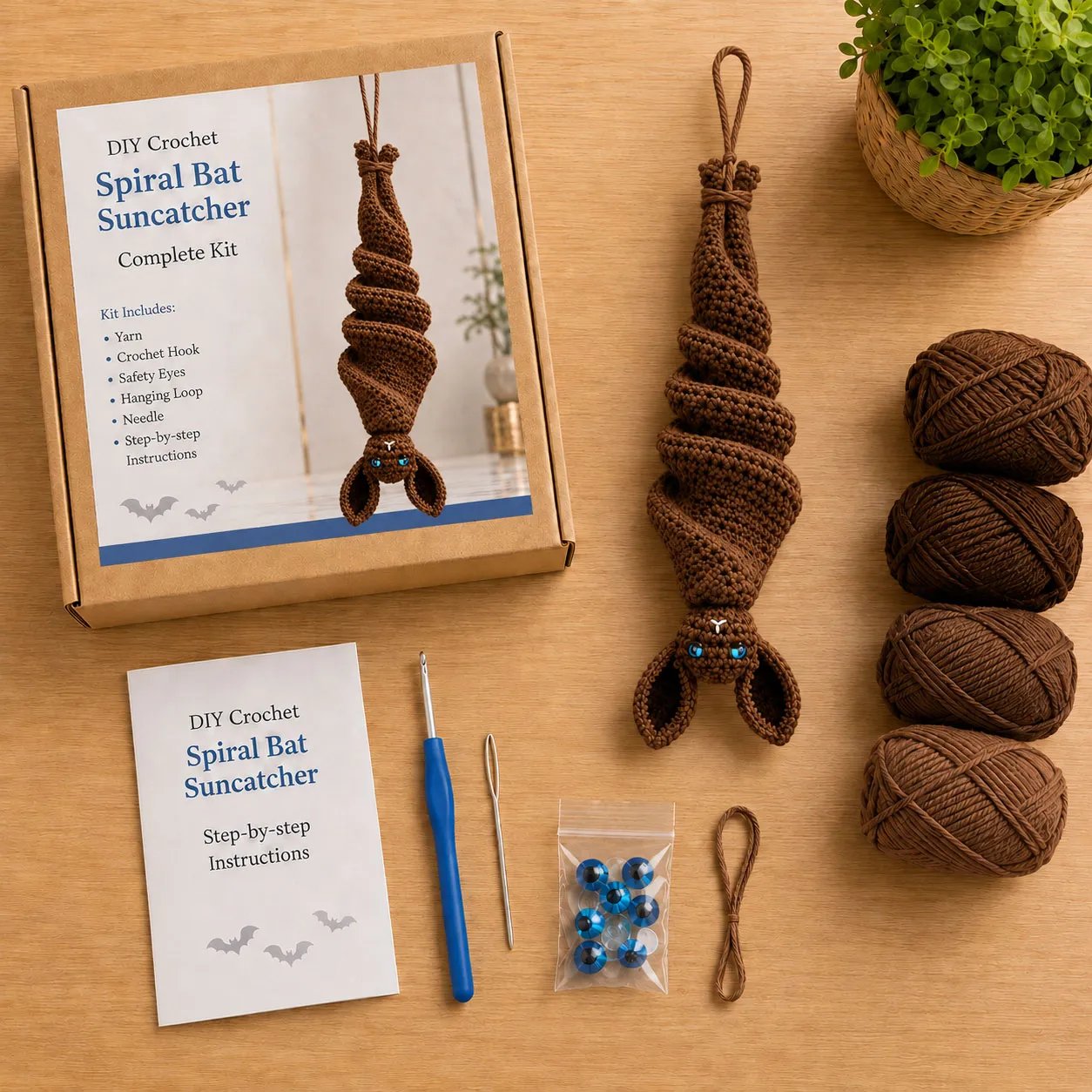 🦇 Crochet Bat Wind Spinner DIY Kit