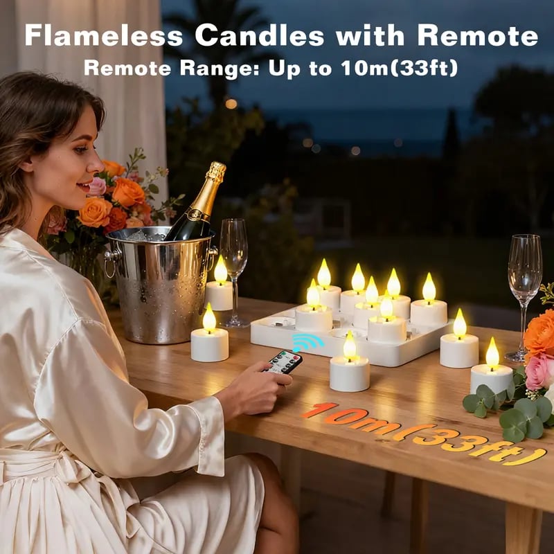 Rechargeable Flameless Tealight Candles with Remote Control
