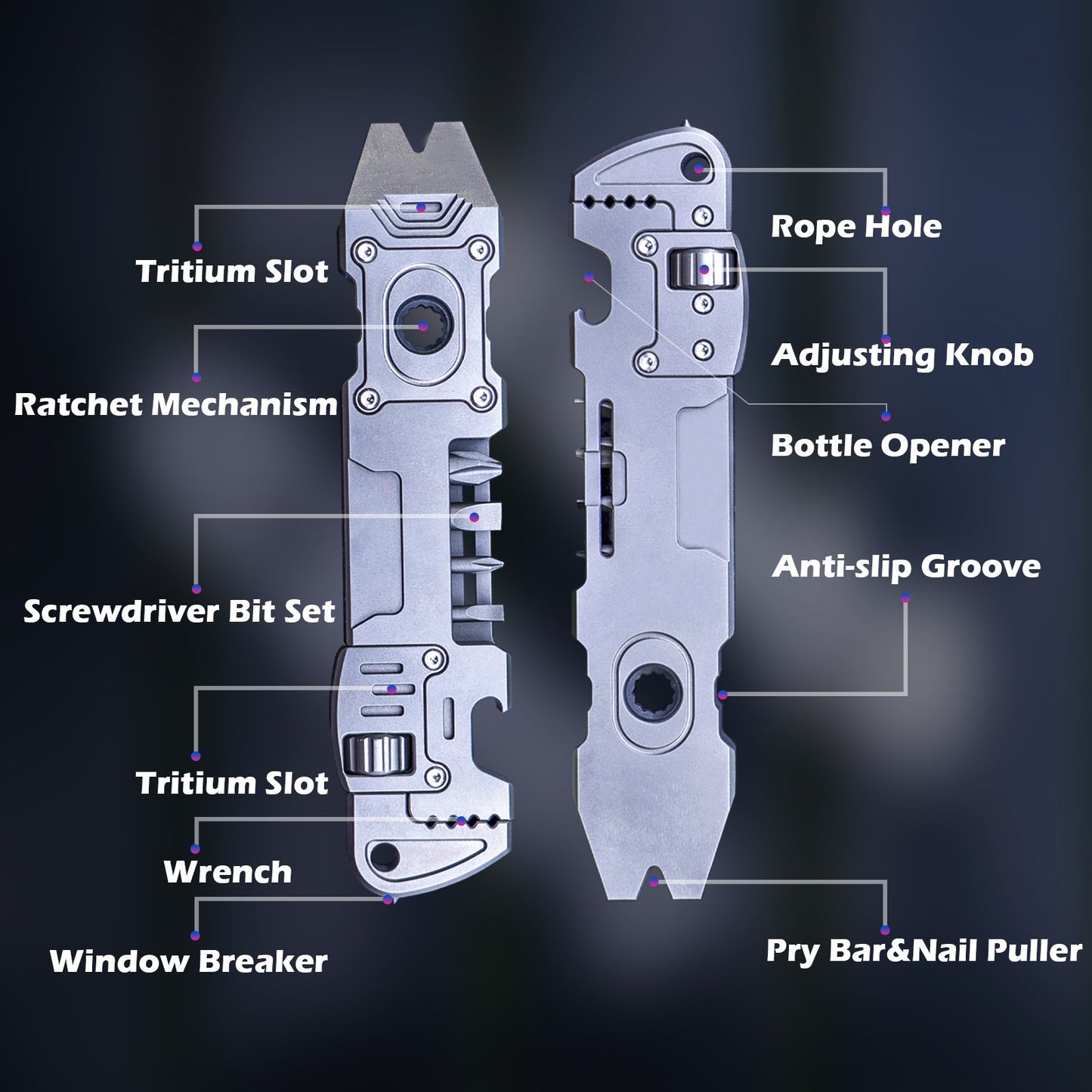 TC4 Titanium 6‑IN‑1 EDC Multi‑Tool Pry Bar Wrench