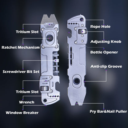TC4 Titanium 6‑IN‑1 EDC Multi‑Tool Pry Bar Wrench