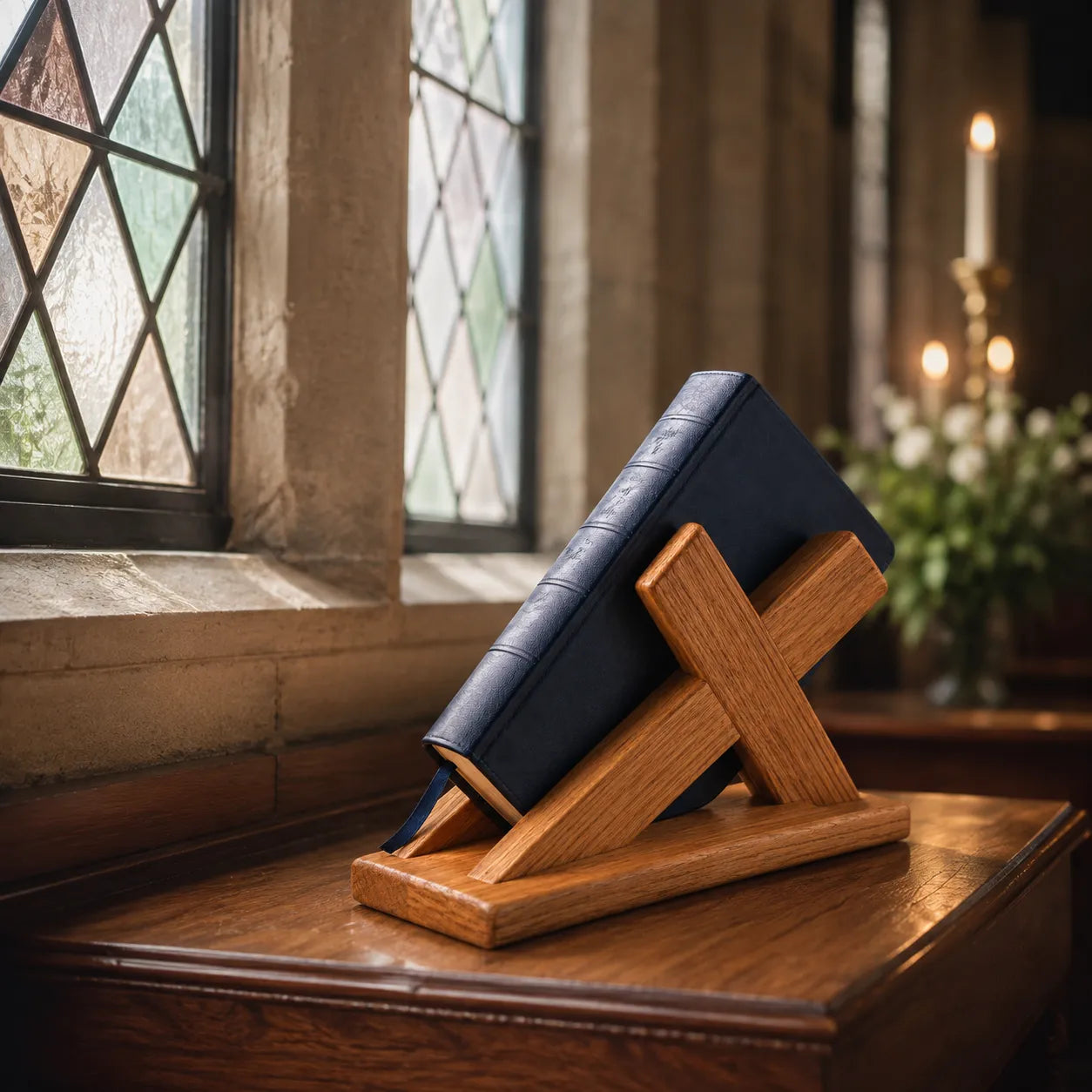Hand‑Crafted Wooden Bible Home Altar Sacred Tabletop Worship Stand For Daily Personal Devotion
