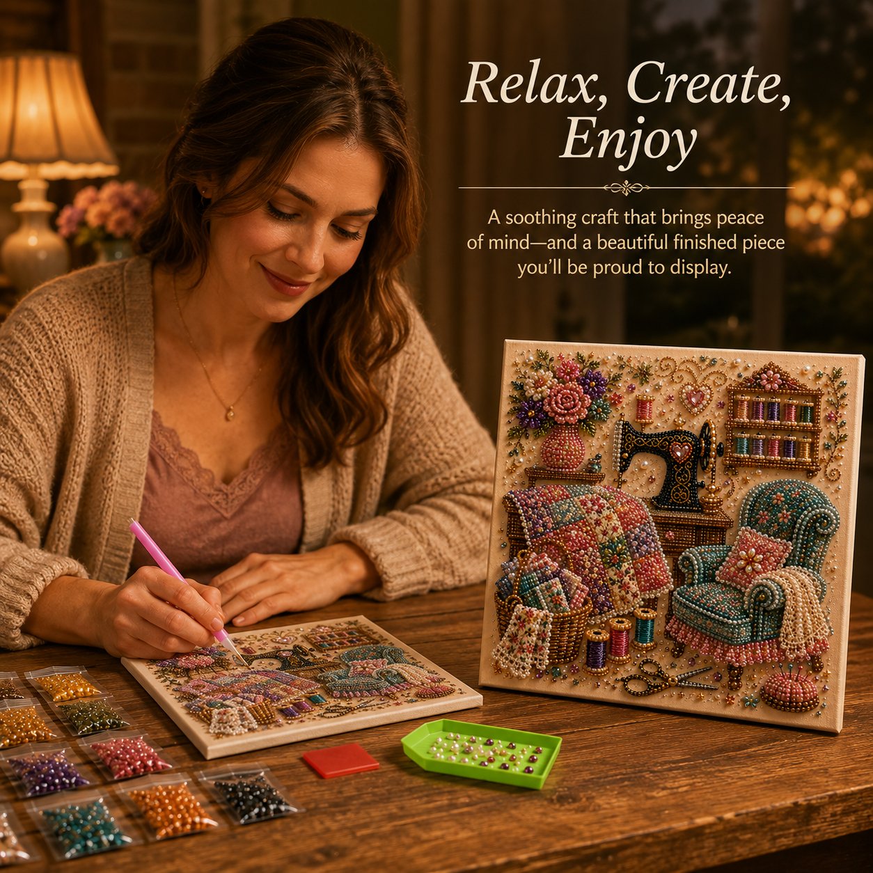 ⏳ Last Day 49% OFF – ✨Beginner-Friendly Premium 3D Pearl Cozy Room Diamond Painting Art Kit Collection | Complete Kit with All Tools & Step-by-Step Guide Included 💕