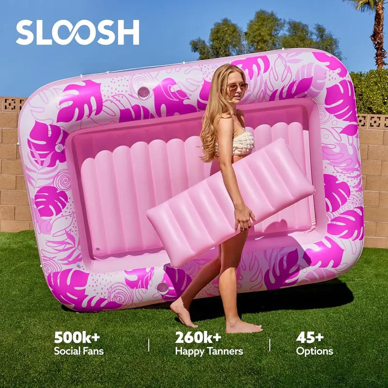 4-in-1 XL Inflatable Tanning Pool Lounge with Cup Holder