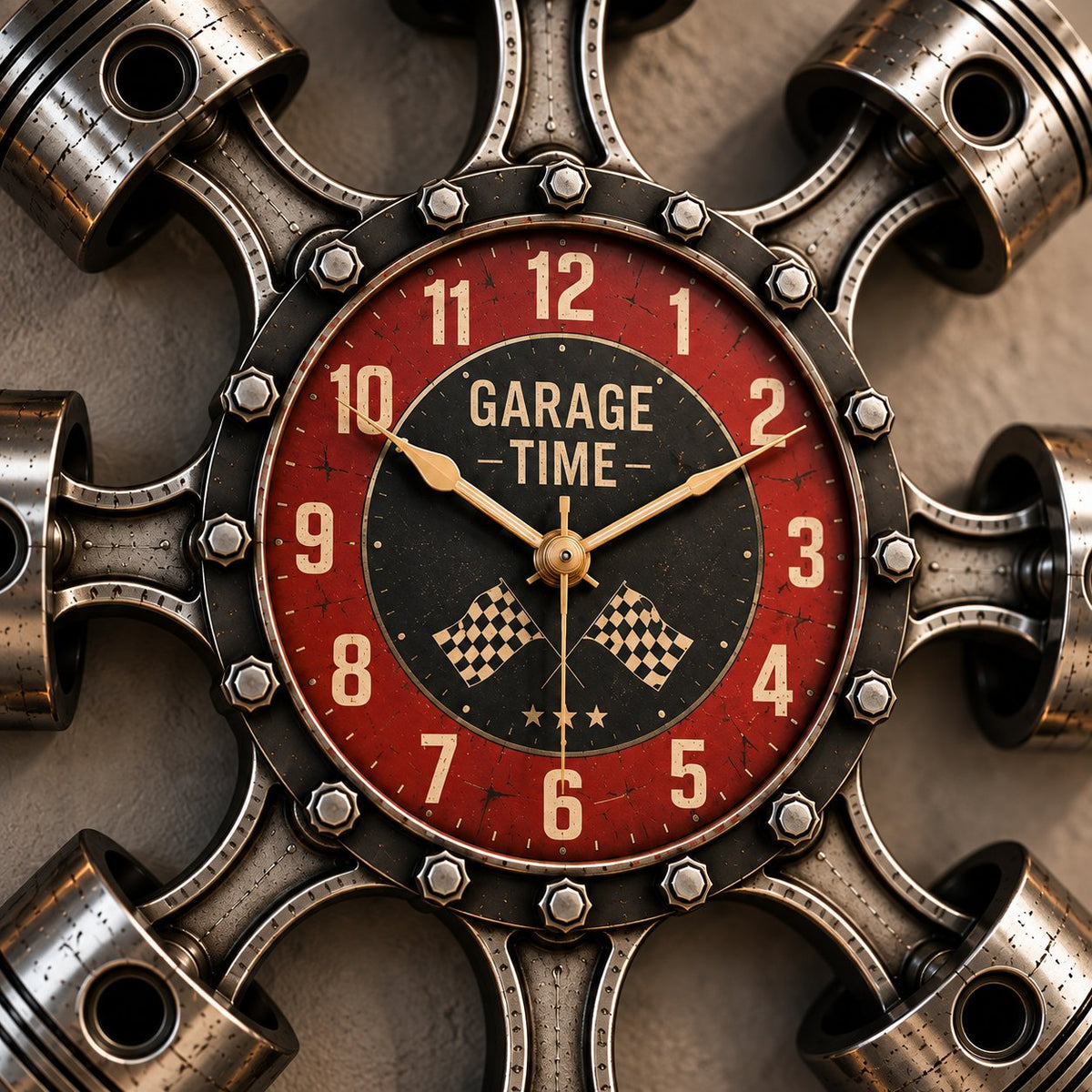 Hot Rod Piston Garage Wall Clock