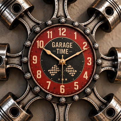 Hot Rod Piston Garage Wall Clock