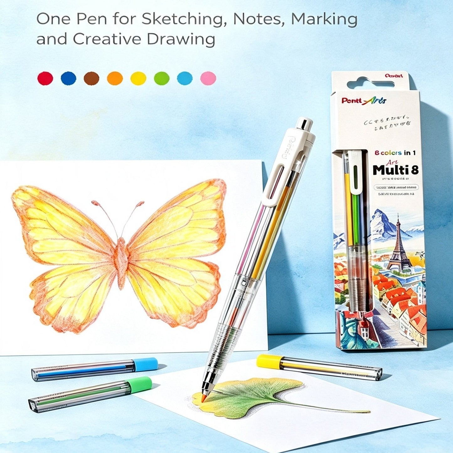 Multi‐Color Mechanical Pencil, 8‐in‐1 Rotating Select Color Pencil