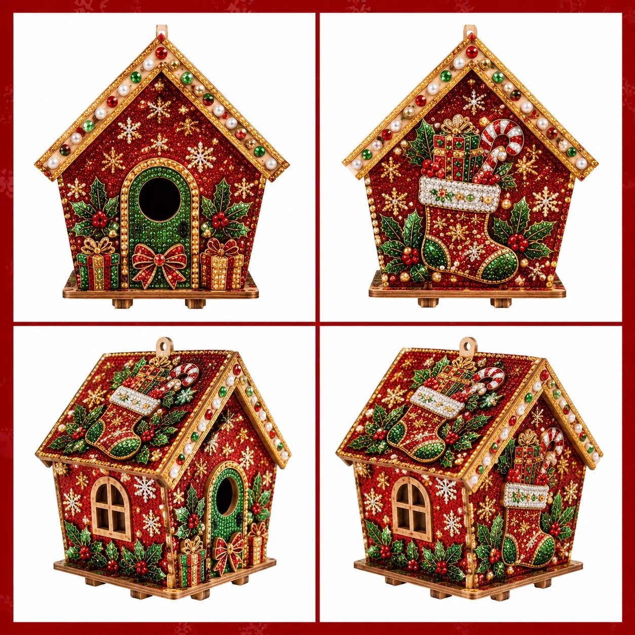 🔥 LAST DAY 49% OFF – 🎄Christmas Pearl Cottage Art Kit | Pre-Cut Wooden Panels, Sparkling Rhinestones, Pearl Beads & Complete Tools for a 3D Holiday House ✨