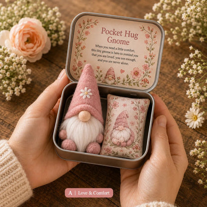 🔥 LAST DAY 49% OFF – 💌 Pocket Hug Gnome Comfort Gift Tin | Mini Plush Keepsake with Heartfelt Message, Matching Cushion & Protective Metal Case 🧸✨