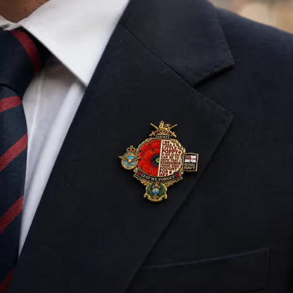 Remembrance Poppy Tribute Metal Badge – Commemorative Keepsake