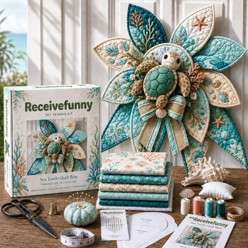 ⏳ Last Day 49% OFF – 🌊 Beginner-Friendly Oversized Ocean Animal Quilted Bow Sewing Kit | Complete Kit with All Tools & Step-by-Step Guide Included 💕