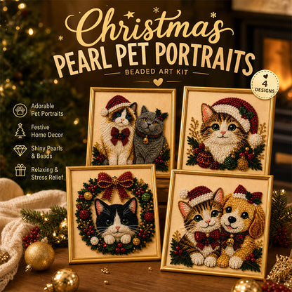 Festive Feline Bead Art Kit – DIY Sparkling Cat Craft Artwork for Holiday Decor, Cat Lovers & Handmade Gifts