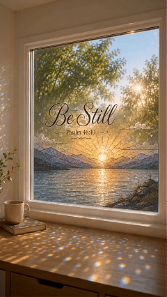 ✝️ Scripture Window Sticker | 28×22in Faith-Inspired Window Art With Peaceful Bible Scenes For Home Decor, Prayer Corners & Christian Gifts 🌄