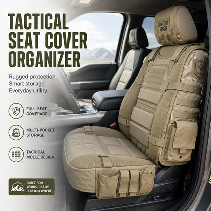 Tactical MOLLE Car Seat Cover Organizer – Rugged Protection & Smart Storage