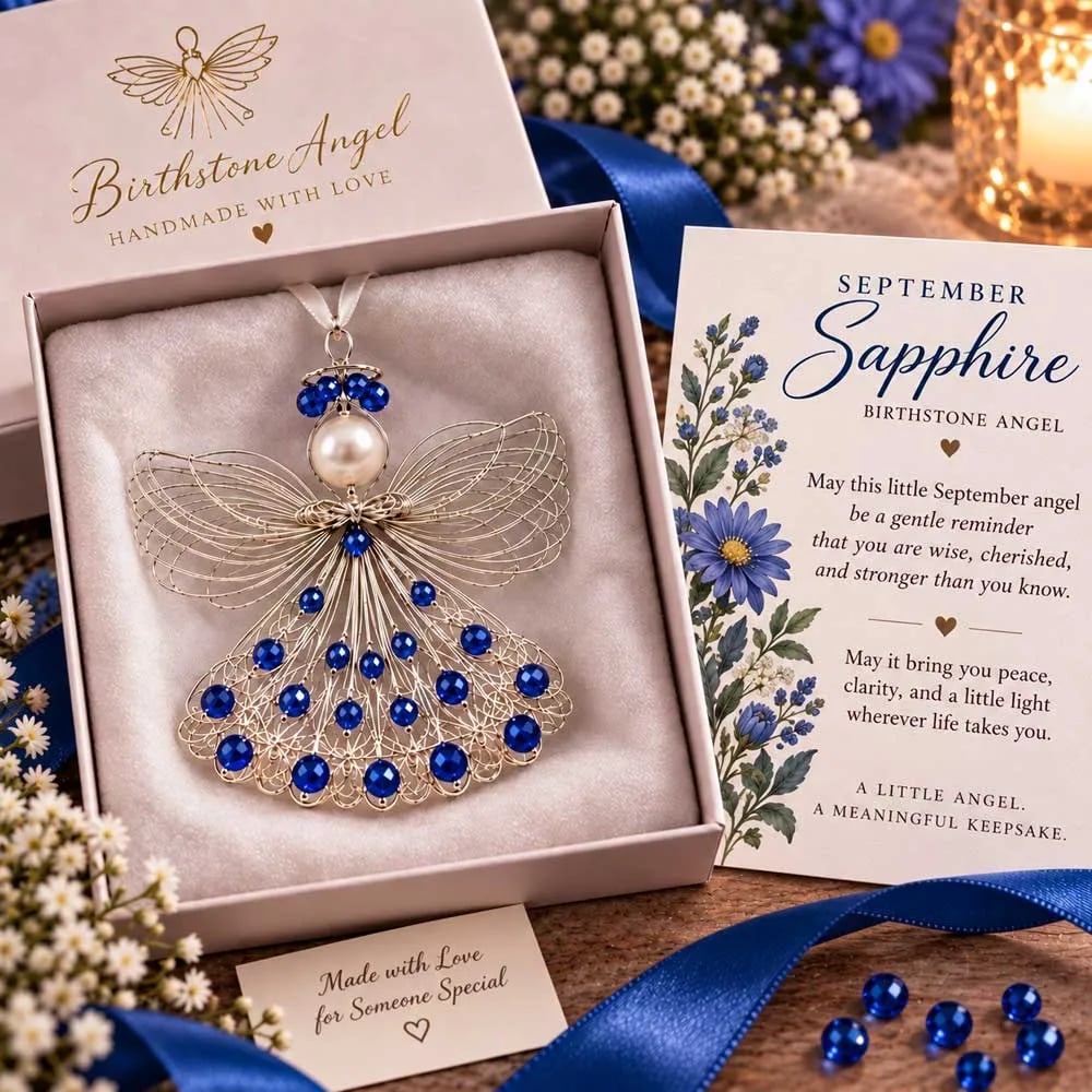 👼 Birthstone Angel Wire Ornament | 12 Month Keepsake Colors