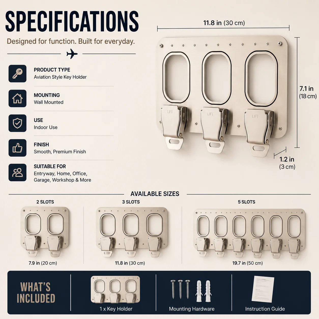 ✈️ Aviation Style Key Holder – Buckle-Inspired Wall Mounted Key Organizer for Entryway & Home