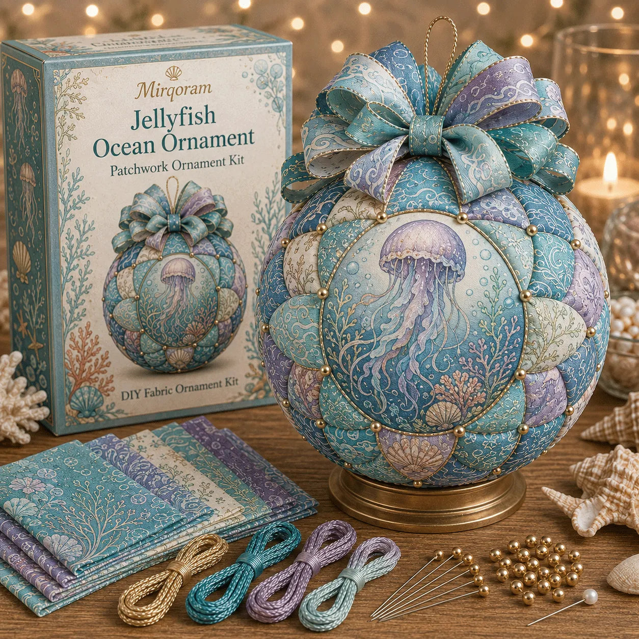 ⏳ Last Day 49% OFF – 🌊 Beginner-Friendly DIY Ocean Treasures Patchwork Ornament Kit Collection | Complete Kit with Coordinated Fabrics, Ornament Form, Coastal Accents & Step-by-Step Guide Included 💕