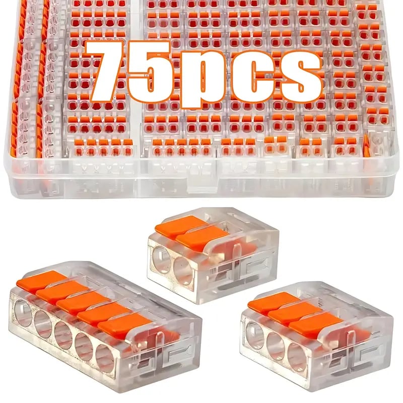 🔥 Electrical Quick Connectors Kit (75 Pcs) – Safe, Fast 2/3/5 Port Lever Wire Connectors⚡