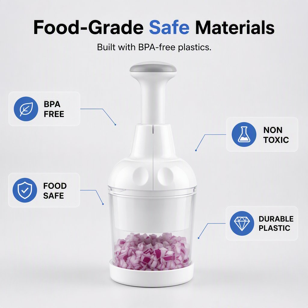 Manual Food Chopper with Rotating Stainless Steel Blade