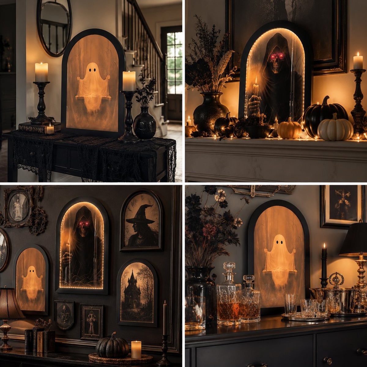 🎃👻 Spooky Halloween Decor Mirror, Gothic Mantel Wall Mirror🕸️