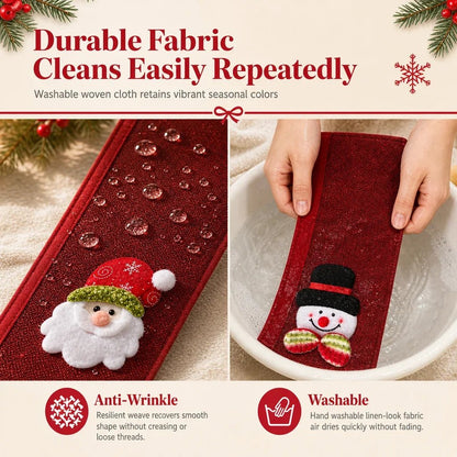 🎅🎄4PCS Plush Christmas Handle Covers – 40 cm Textured Linen Wraps with Snug Fastening for Fridges, Ovens, Dishwashers & Microwaves 🎁
