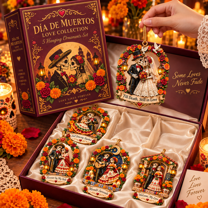 Día de Muertos Love Ornament -  Skeleton Couple Hanging Keepsake Collection, Romantic Day of the Dead Gift for Couples & Loved Ones