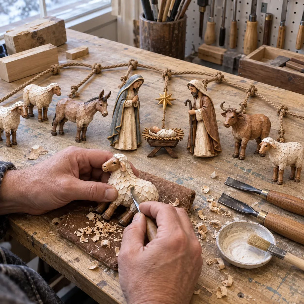 ✝️🎄Handcrafted Wooden Nativity Garland(📦Buy 2 Free Shipping)