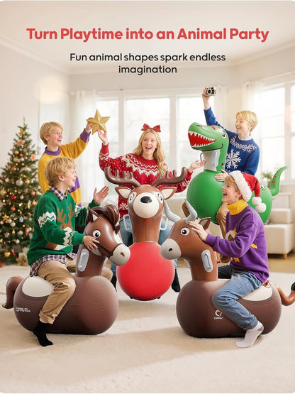 🦖QPAU Inflatable Dinosaur Ride-On Toy for Kids