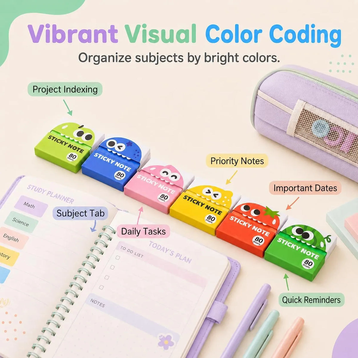 ✍️Rarler Transparent Pull-Out Glitter Sticky Notes - 80 Sheets Per Pad, 50 Reuses Per Sheet, Strong Adhesion, Quality Paper