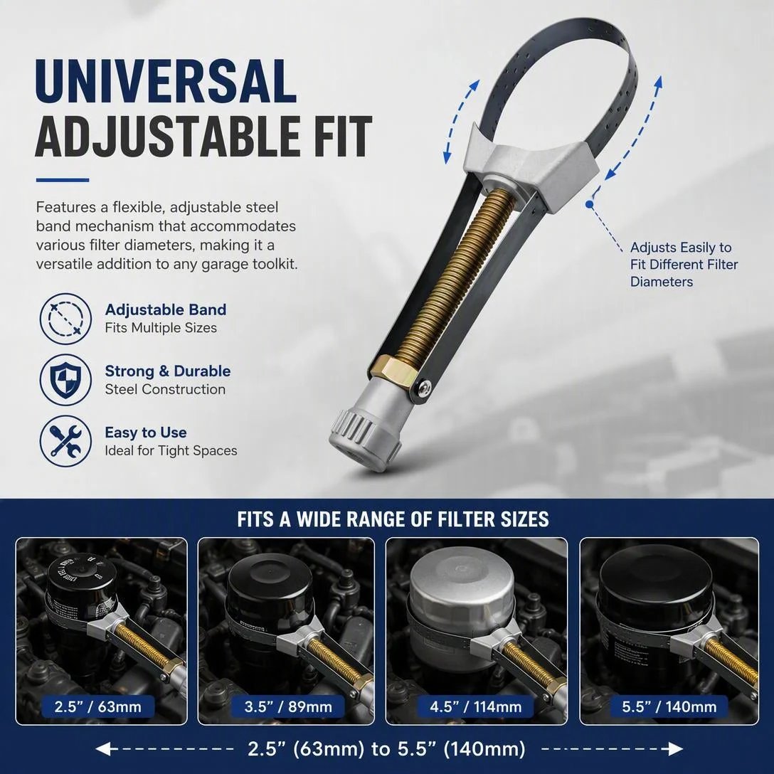 🎉🛠️NEW Auto Car Diameter Adjustable Oil Filter Removal Strap Wrench Tool