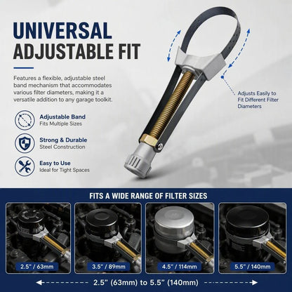 🎉🛠️NEW Auto Car Diameter Adjustable Oil Filter Removal Strap Wrench Tool