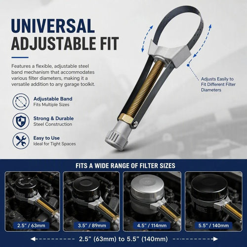🎉🛠️NEW Auto Car Diameter Adjustable Oil Filter Removal Strap Wrench Tool