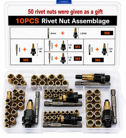 🔥 Best Seller | Carbon steel rivet nut set (including M3–M8 sizes)