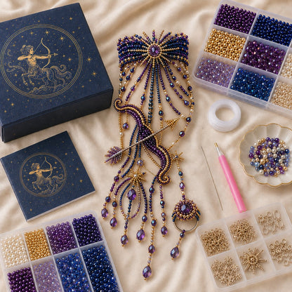 🔥 LAST DAY 49% OFF – ✨ Zodiac DIY Beaded Hand Bracelet Kit | Create Celestial Wearable Art with Seed Beads, Pearl-Style Accents & Crystal Details ♈🌙💎