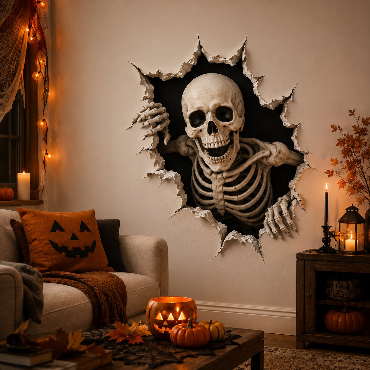 ⏳ Last Day 49% OFF – 🧙‍♀️ Halloween Witch Break-In 3D Wall Decal | Realistic Cracked-Wall Illusion with Reaching Hands, Dramatic Witch Artwork & Easy Peel-and-Stick Design 🎃✨