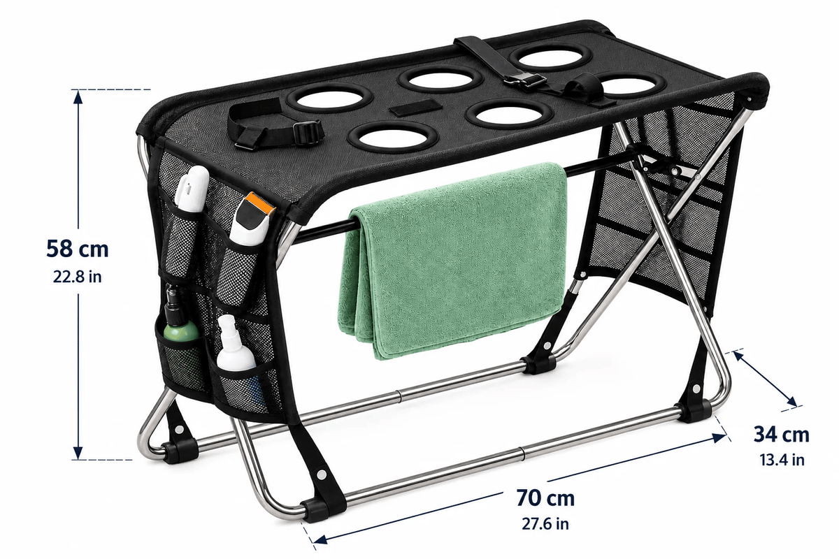 Folding Pet Grooming Hammock Quick Dry Mesh Anti-Scratch Pet Bathing Rack Multi Hole Detachable Dog Grooming Table Cat Grooming