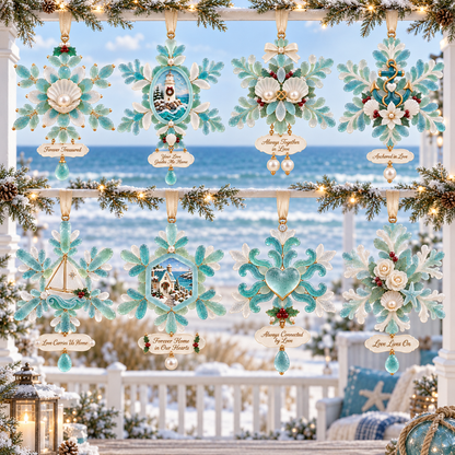 Coastal-style snowflake Christmas ornament