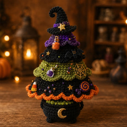 🎃 Halloween Tree DIY Crochet Kit | All-In-One Kit for a Layered 7-Inch Spooky Tabletop Decoration 🧶👻✨