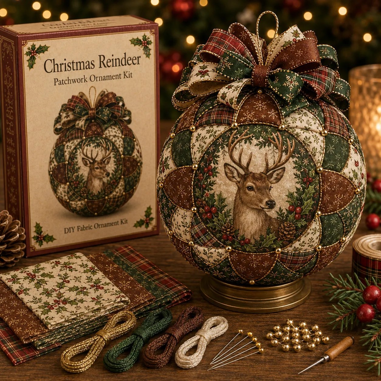 🎁LAST DAY 49% OFF-🎄 Christmas Classics Patchwork Ornament DIY Kit (Beginner-Friendly)