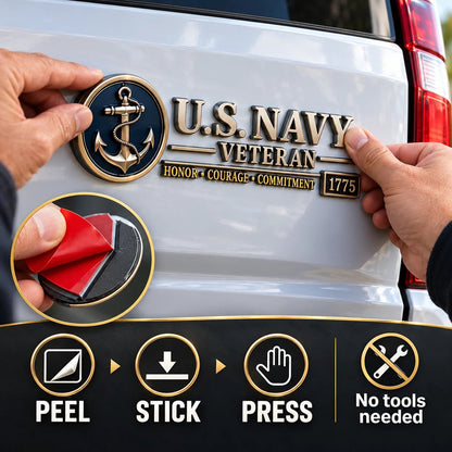 Veteran Honor Raised Metal Car Ornament  Display service pride on daily commutes & veteran meetups