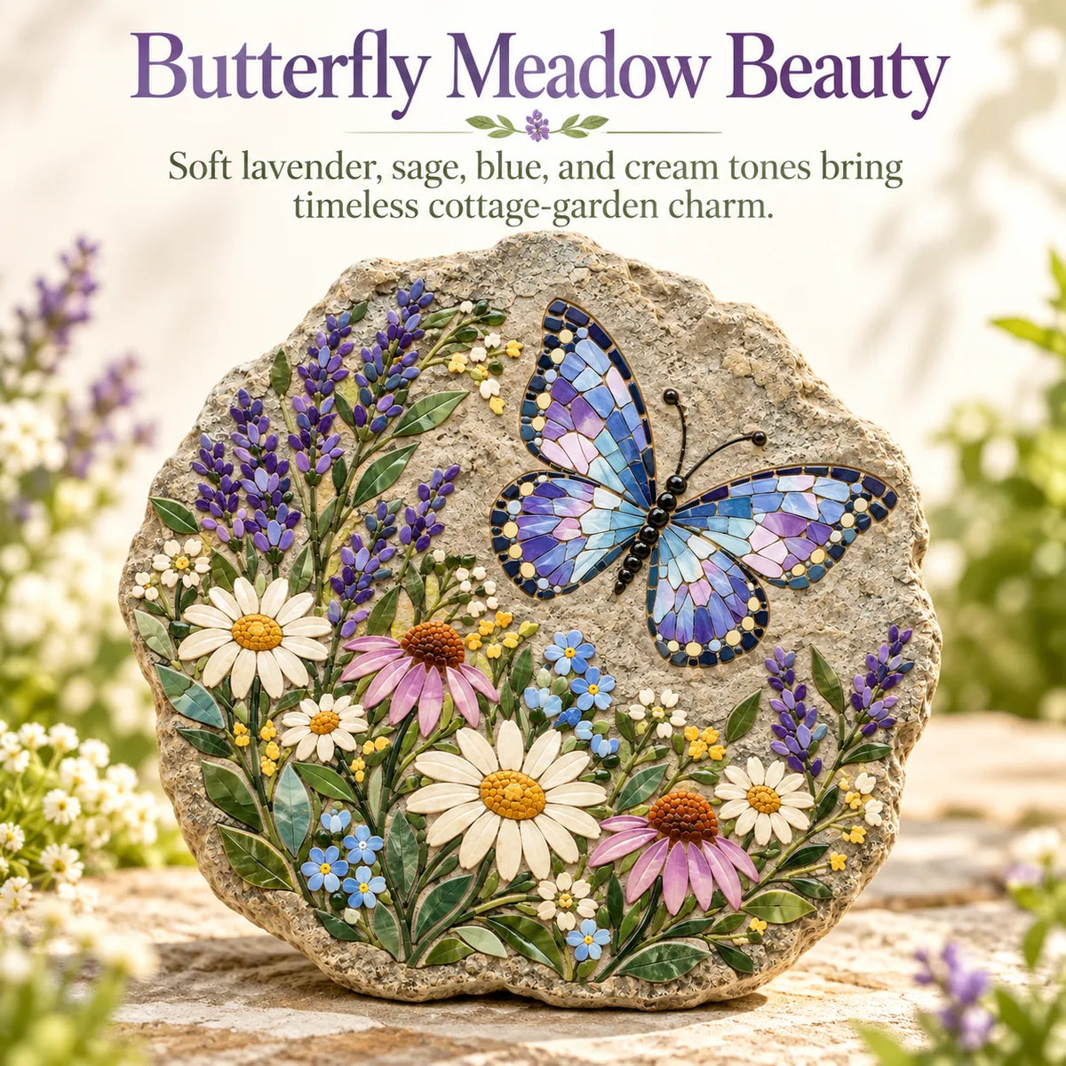 🦋 Butterfly Wildflower Mosaic Stepping Stone DIY Kit