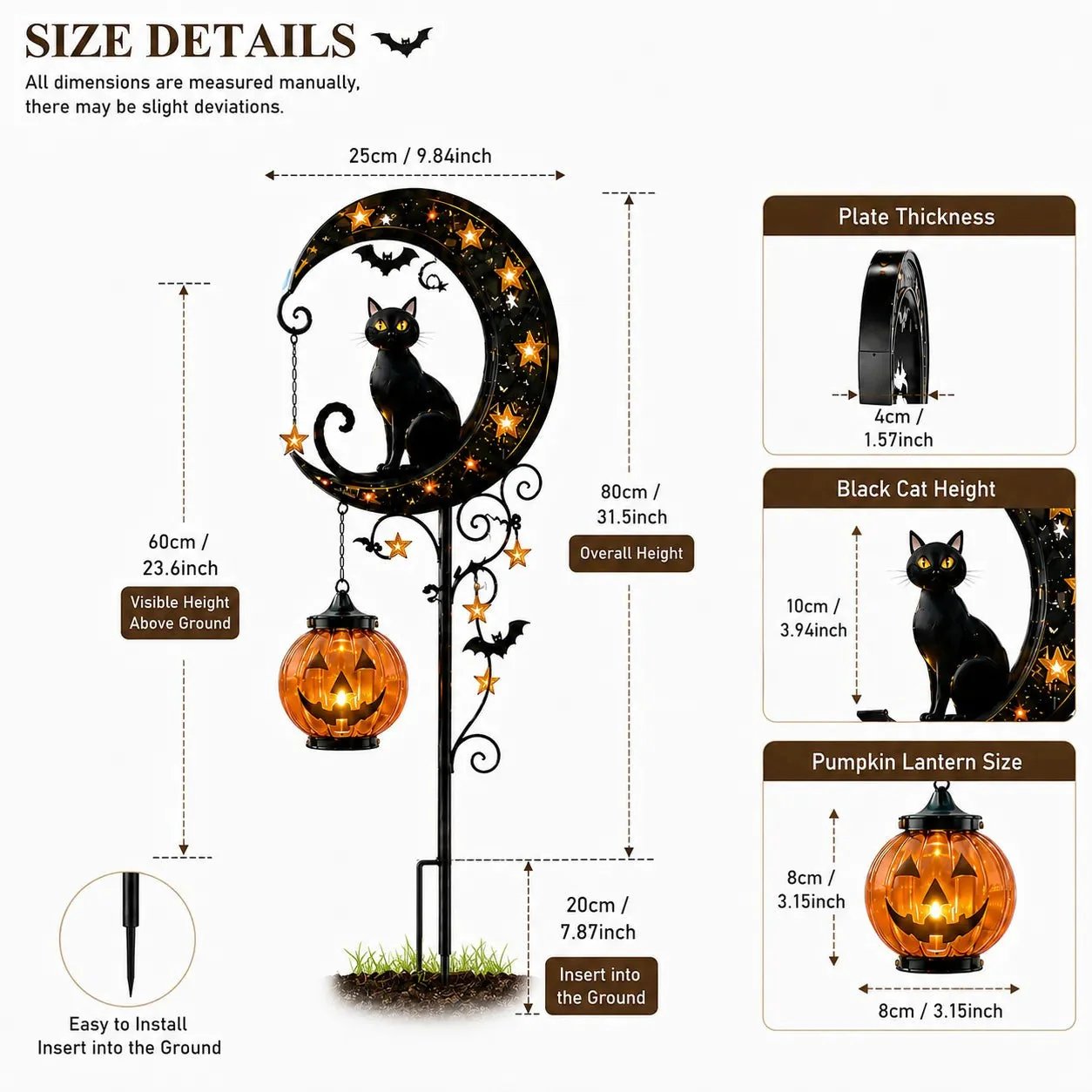 🔥49% OFF TODAY 👻 Solar Halloween Garden Stake Light with Black Cat & Pumpkin