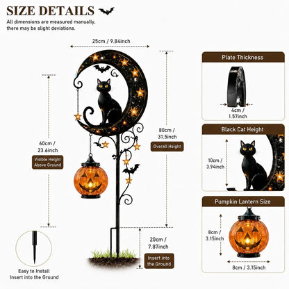 🔥49% OFF TODAY 👻 Solar Halloween Garden Stake Light with Black Cat & Pumpkin