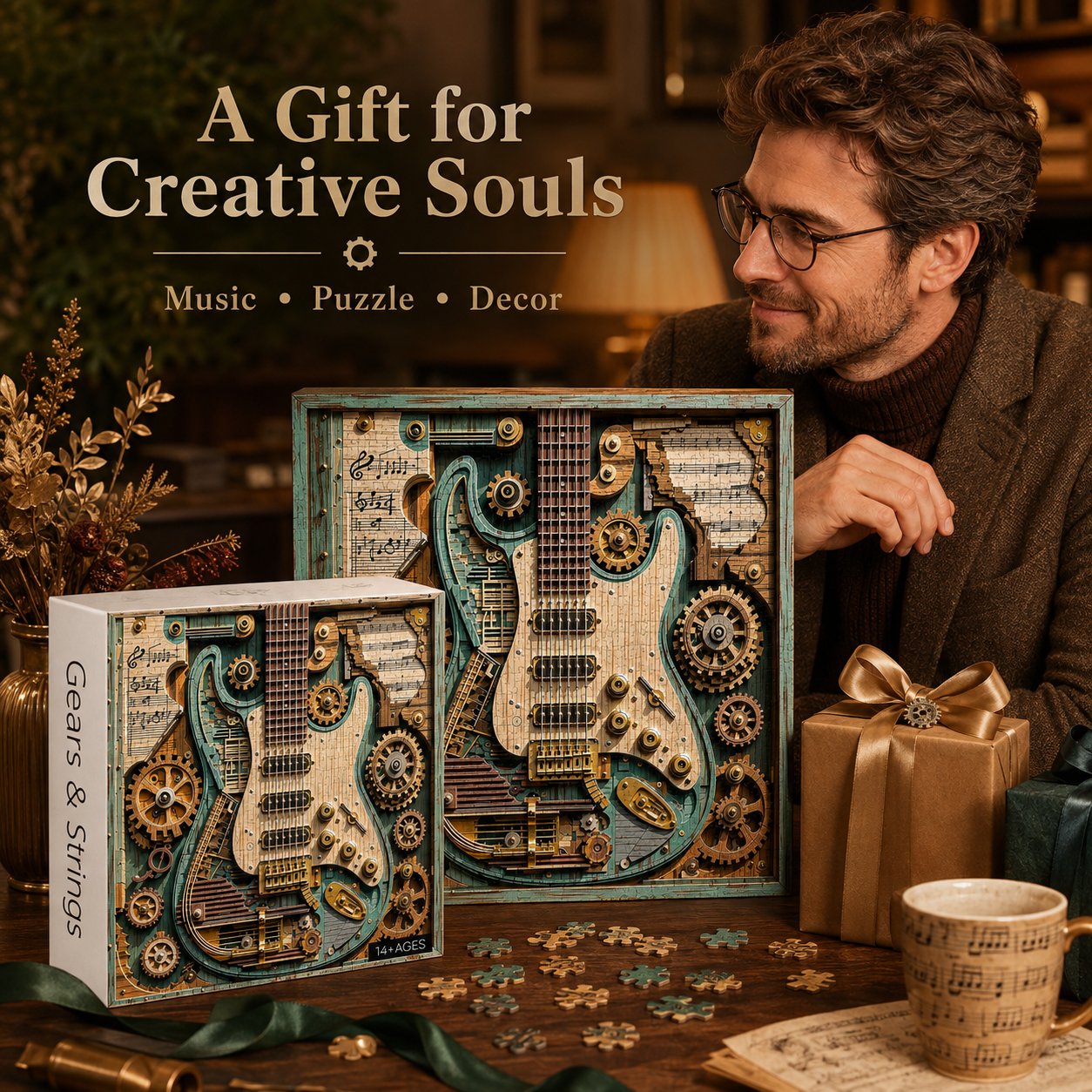 🎸 Gears & Strings 1000-Piece Steampunk Guitar Puzzle ⚙️✨