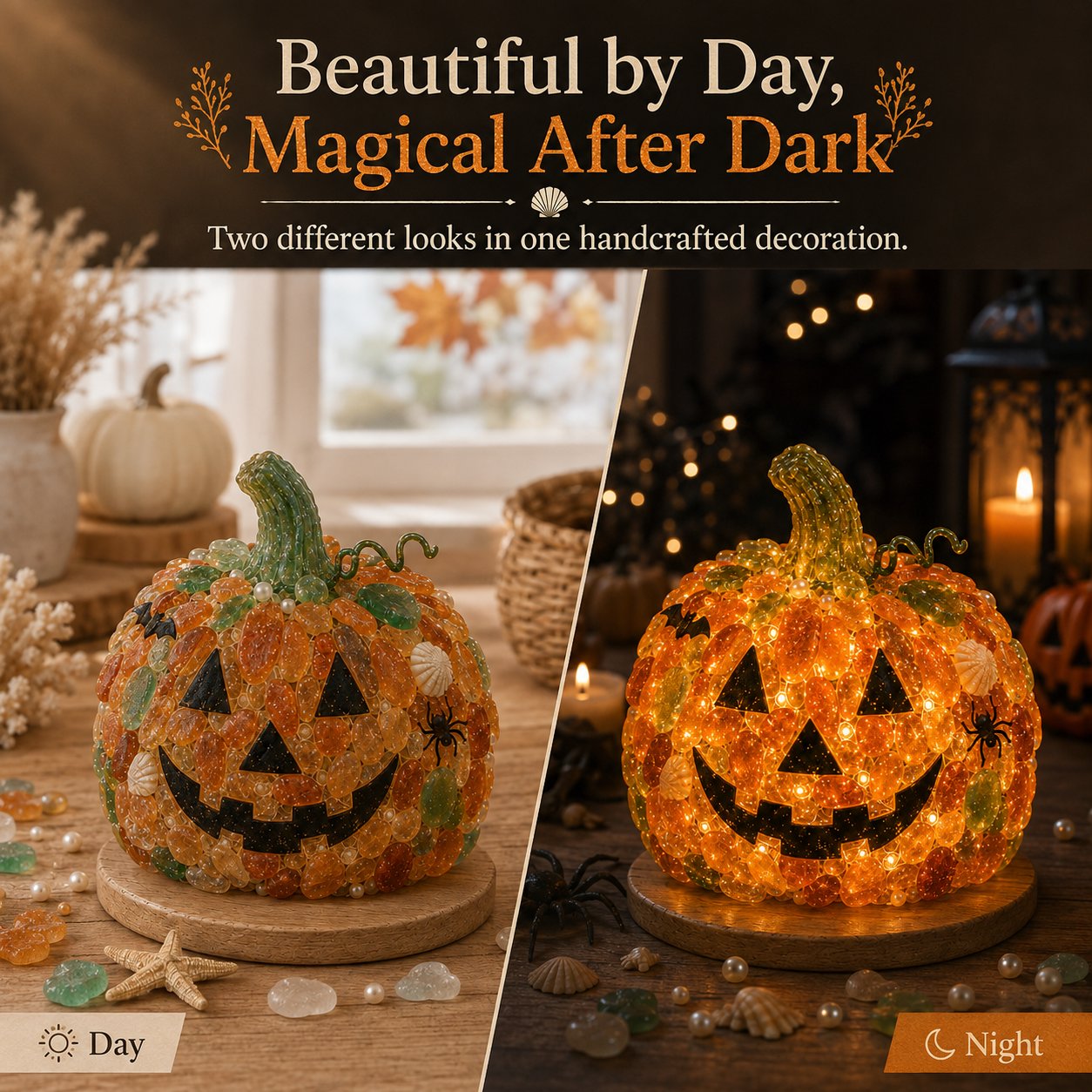 ⏳ Last Day 49% OFF – 🎃 Beginner-Friendly DIY Lighted Sea Glass Halloween Character Kit Collection | Complete Kit with Sea Glass Pieces, LED Lights & Step-by-Step Guide Included 💕
