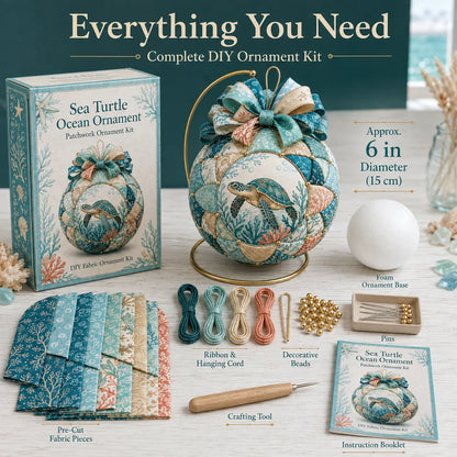⏳ Last Day 49% OFF – 🌊 Beginner-Friendly DIY Ocean Treasures Patchwork Ornament Kit Collection | Complete Kit with Coordinated Fabrics, Ornament Form, Coastal Accents & Step-by-Step Guide Included 💕