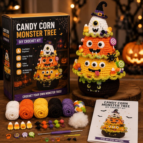 🎃 Halloween Tree DIY Crochet Kit | All-In-One Kit for a Layered 7-Inch Spooky Tabletop Decoration 🧶👻✨