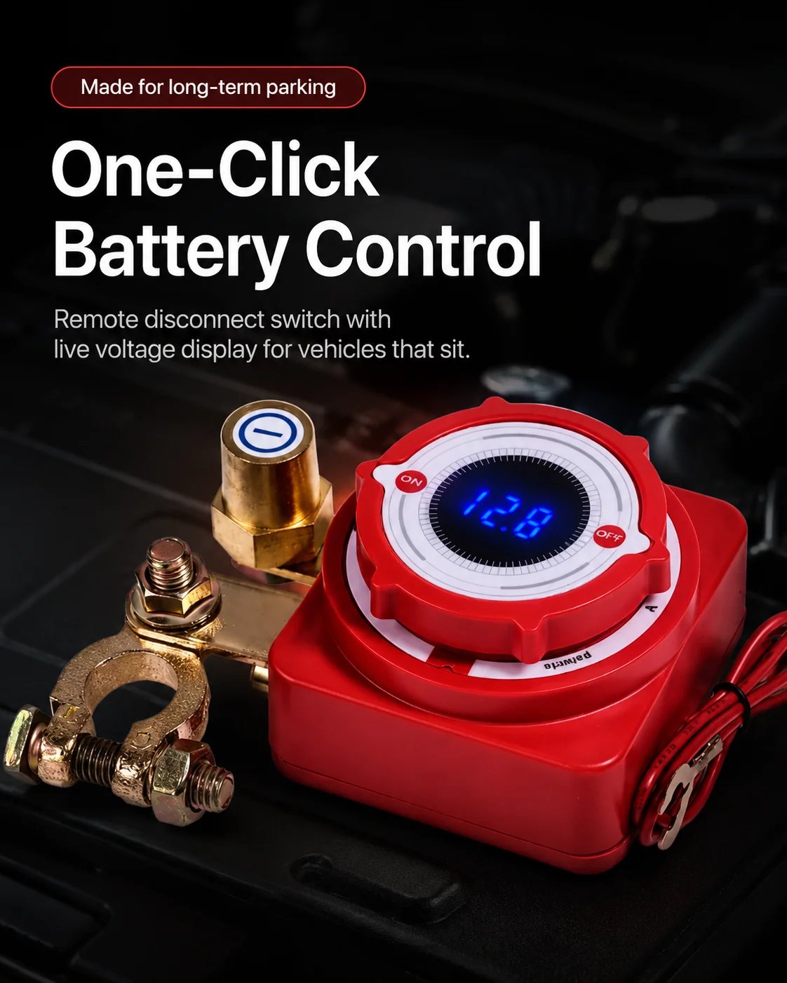 🔋Smart Remote Battery Disconnect Switch | Built-In Digital Voltage Display & Dual Wireless Key Fobs