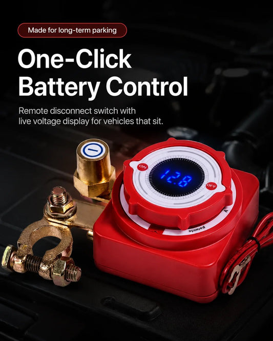 🔋Smart Remote Battery Disconnect Switch | Built-In Digital Voltage Display & Dual Wireless Key Fobs