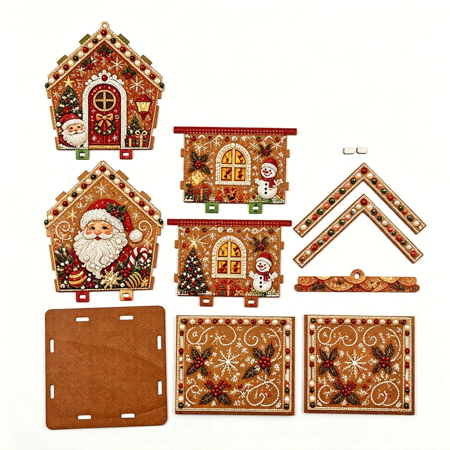 🔥 LAST DAY 49% OFF – 🎄Christmas Pearl Cottage Art Kit | Pre-Cut Wooden Panels, Sparkling Rhinestones, Pearl Beads & Complete Tools for a 3D Holiday House ✨
