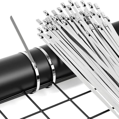 🔧 Stainless Steel Cable Tie Gun Tool with Metal Zip Ties, Heavy Duty Cable Tie Tightener & Cutter for Industrial, Fencing, Exhaust Repair